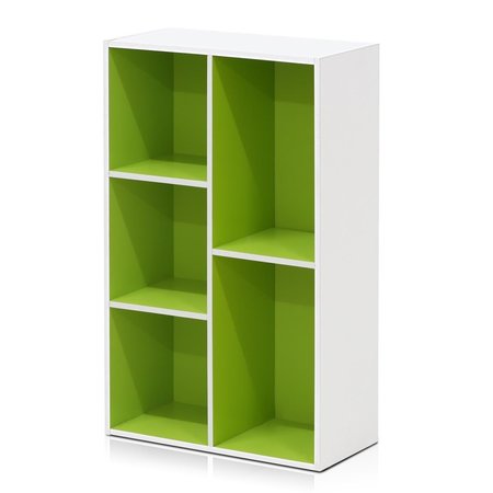 HIGHKEY 11069WH-GR 5-Cube Reversible Open ShelfWhite & Green LR377087